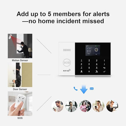 Security Systems for House,Door/Window Alarm System for Phone App & Remote Control,WiFi+GSM/4G with Instant App Alerts DIY Kit Smart Life Tuya APP Compatible with Alexa NO Monthly Fees