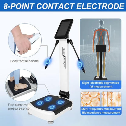 Professional Body Fat Analyzer, 32 Body Composition Analyzer, 10-inch High-Definition Screen Body Composition Analyzer, Body Fat Measurement Device for Homes, Gyms, Medical Clinics