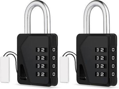 ZHEGE Locker Locks with Code for School, Gym, Work, Small Padlocks Combination with DIY Name Badges - Easy to Read & with Big White Number (Black, 2 Pack)