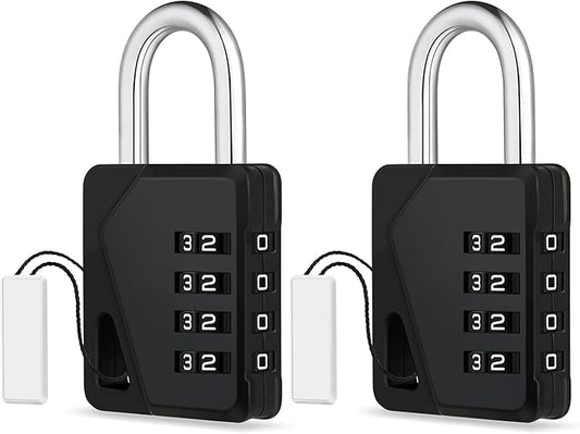 ZHEGE Locker Locks with Code for School, Gym, Work, Small Padlocks Combination with DIY Name Badges - Easy to Read & with Big White Number (Black, 2 Pack)