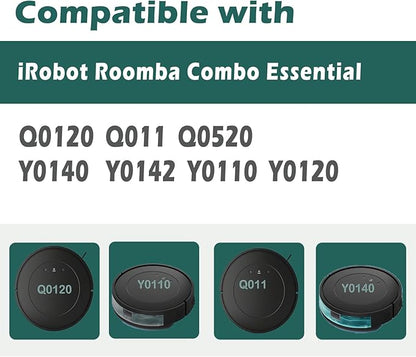 19 Pcs Replacement Parts for iRobot Roomba Combo Essential Q0120 Y0140 Q0520 Y0110 Y0120 Y0142 Q011 Robot Vacuum Cleaner Accessories，2 Roller Brushes，4 Filters，4 Mop pads，8 Side Brushes