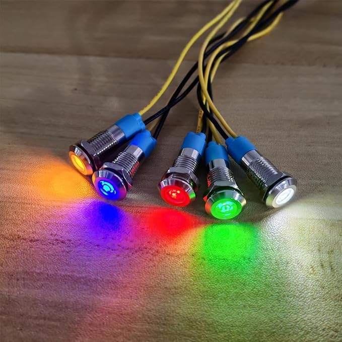 5pcs 8mm 110V-220V AC LED Waterproof Signal Lamp Metal Indicator Light (Green)