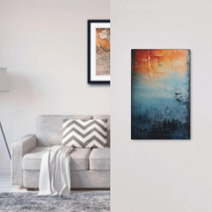 Blue Orange Abstract Modern Minimalist Oil Painting 1-Gang No Device Blank Wallplate Electrical Light Switch Covers Decorative Receptacle Face Plate Cover for Bathroom 5 X 3 IN