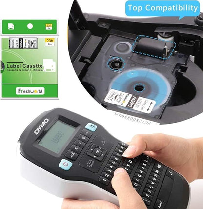 Freshworld 6-Pack Compatible with Dymo D1 Label Tape Replace for DYMO Label Maker Refills D1 45013 45010 45016 45017 45018 45019 Refills, for LabelManager 160 280 PnP 360D 210D 420P, 1/2 Inch x 23 Ft