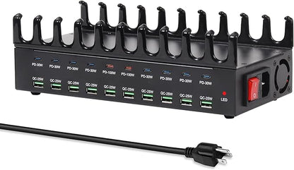 690W Charging Station for Multiple Devices, 20-Port USB C Fast Charging Station with Double 100W PD PPS Port, Multi Device Fast Charger Dock for MacBook Pro Laptop, iPhone, iPad, Tablet, Cell Phone