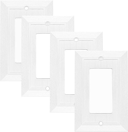 Modern Decorative Wall Plate Retro Wood Grain design Switch Cover Outlet Cover for Light Switch, Smart Switch, Dimmer, GFCI, USB Outlet (4 Pack, Single Decorator)