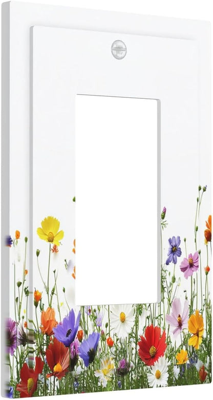 Decorative Outlet Covers Colorful Wildflowers Plant Floral Daisy 1 Gang Single Rocker Light Switch Cover Plate Wall Plates Gfci Faceplate For Bed Room Living Room Decor