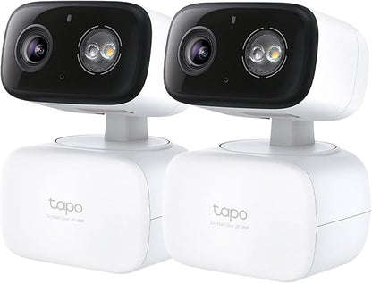 Tapo 2K 3MP Pan/Tilt Indoor/Outdoor Security Camera - Free Person/Baby Cry Detect & Track, 360° View, Color Night Vision, SD/Cloud Storage, Works w/Alexa & Google Assistant, HybridCam 360 (2-Pack)