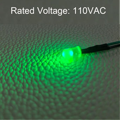 50pcs 110VAC 5mm Green LED Lights Emitting Diodes, Prewired 7.9 Inch V LED Light Diffused Colored Lens Small LED