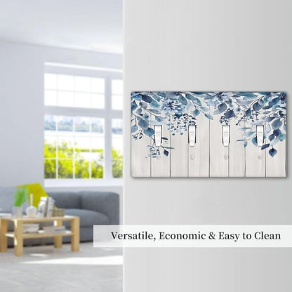 Eucalyptus Rustic Watercolor Plant Light Switch Covers Quad Toggle Electrical Faceplate 4 Gang Wall Plate Decorative Switch Plates For Farmhouse Home Decor