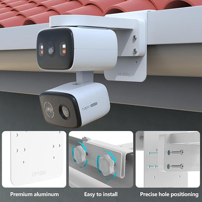 HOLACA Gutter Mount Compatible with Tapo 2K 3MP Indoor/Outdoor Dual Lens Pan/Tilt Security Camera, TP-Link Tapo C246D/C236/C216/C217/C113/C420/C400/C400 Kit/C460 Security Camera