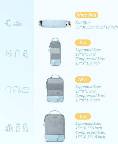 BAGSMART 6 Set /4 Set/2 Set Compression Packing Cubes for Travel, Lightweight Luggage Organizer Bags, Durable Space Saver Bags Travel Essentials