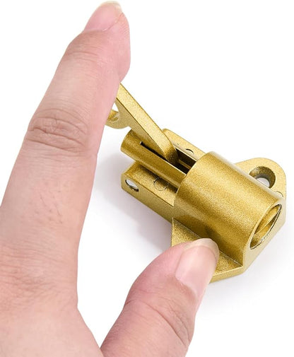 2 Packs Self-Closing Latches，Gold Spring Door Lock，Resilient Bolt Latch Aluminum Alloy Safety Automatic Spring Barrel Slide Door Lock with Screws,Used for Gate,Window and Cabinet etc