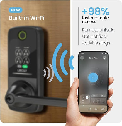 Lockly Smart Lock Secure Pro (2025 Latest Version),Fingerprint Door Lock, Keyless Entry, Built-in Wi-Fi Latch, PIN Genie Keypad (Black)