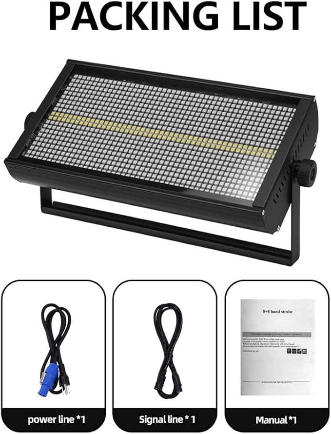 MINGJIE 500W LED Stage Strobe Wash Light with 960 LEDs RGBW 12 Colors, DMX512/Sound Activated/Auto/Master-Slave Modes, Metal Housing for DJ Disco Party Wedding Church Bar Stage Lighting (1PC Light)