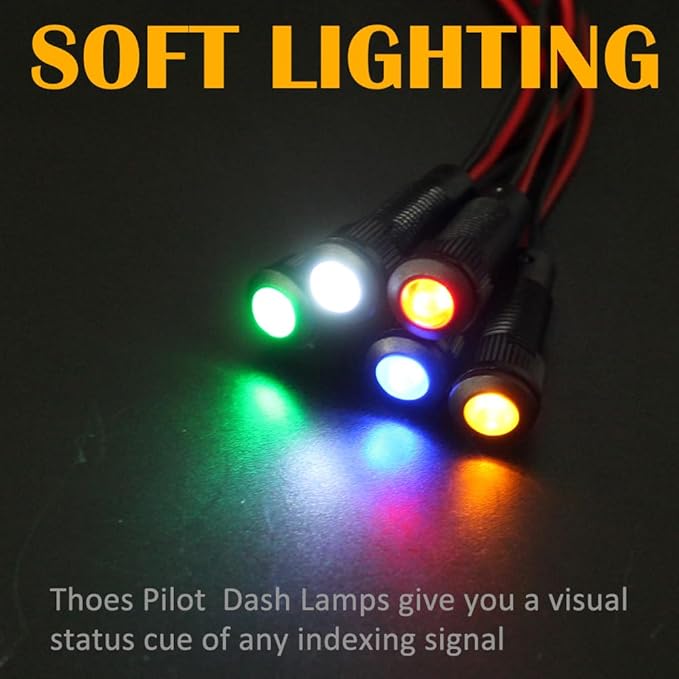 5pcs 8mm LED Indicator Light Plastic Black Signal Dot Lamp 110-220V AC 5/16" Mounting Hole Size with 15cm/5.9in. Wire (Blue LED)