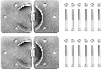 QWORK Heavy Duty Puck Lock and Hasp, 2 Pack High Security Steel Hidden Shackle Keyed Alike Padlocks with Keys for Trucks, Gates, Vans and Vending Machines