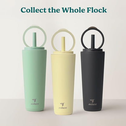 REDUCE Halo 24 oz Stainless Steel Vacuum Insulated Tumbler - Spill Proof Travel Mug with Flip Handle Lid - Keeps Drinks Cold for 32 Hrs - Dishwasher Safe - Cupholder Friendly - Dragonfruit