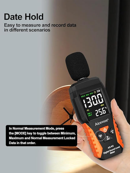 Decibel Meter Portable Sound Level Meter dB Meter decibel sound Meter Measuring 30~130 dB, Audible and Visual Alarms, MAX/MIN Noise Measurement