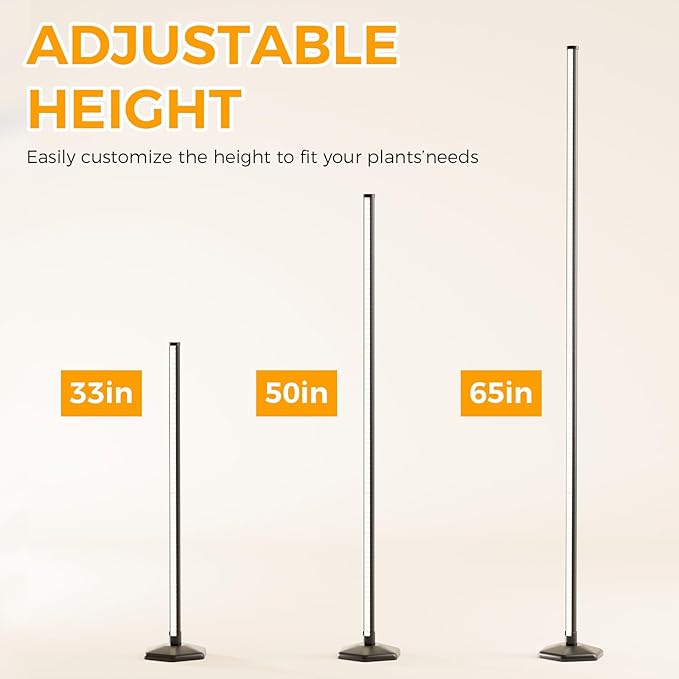 Standing Grow Light with Timer, 192 LEDs, 65 Inch Full Spectrum Vertical Plant Lamp Bar for Indoor, 3 Light Modes, 10 Level Dimmable Floor Grow Light, Mimic Sunlight to Tall Plants & Flowering