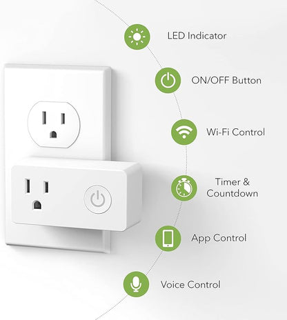 BN-LINK WiFi Heavy Duty Smart Plug Outlet, No Hub Required with Timer Function, White, Compatible with Alexa and Google Assistant, 2.4 Ghz Network Only (4 Pack)