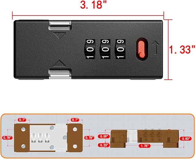 Cabinet Lock，Barn Door Latches,3-Digit Combination Security Locks,Combination Security Lock,for Office File Cabinet,Drawers,Locker,Small Door,Cupboard (1, Black_180 Degree)