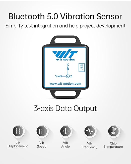 [BLE Vibration Sensor] WTVB01-BT50 Smart Vibration Module Ar-duino, 3-axis Vibration(Amplitude+Frequency+Displacement+Speed) Detector, Wireless Acceleration Shock Motor Monitor