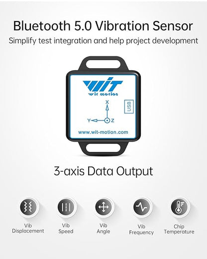 [BLE Vibration Sensor] WTVB01-BT50 Smart Vibration Module Ar-duino, 3-axis Vibration(Amplitude+Frequency+Displacement+Speed) Detector, Wireless Acceleration Shock Motor Monitor