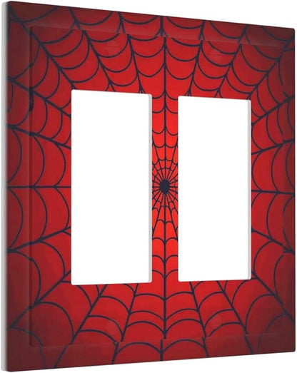 Red Spider Web Black Line Simplicity Decorative Outlet Covers 2 Gang Double Gfci Rocker Electrical Wall Panels Light Switch Cover Plate For Kids Room Home Decor