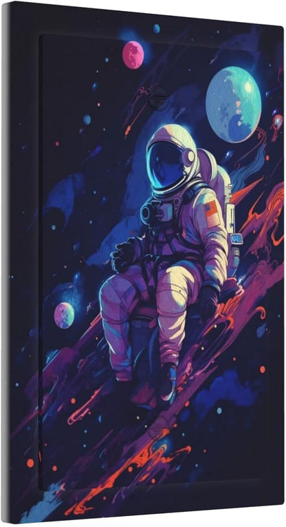 Decorative Light Switch Cover Plate Purple Space Astronaut Planet 1 Gang No Device Single Blank Outlet Covers Wall Plate Cover Switchplate Electrical Face Plate for Bedroom Home Decor