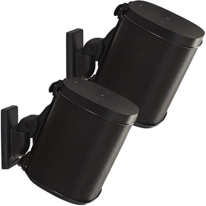 Sanus Adjustable Sonos Wall Mount for Sonos One, Play:1, & Play:3 - Tool Free Tilt & Swivel Adjustments for Best Audio - Pair (Black) - WSWM22-B1