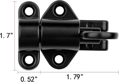 9 Packs Self-Closing Latches，Black Spring Door Lock，Resilient Bolt Latch Aluminum Alloy Safety Automatic Spring Barrel Slide Door Lock with Screws,Used for Gate,Window and Cabinet etc