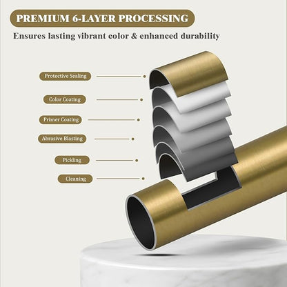 Oneach Curtain Rods for Windows 66 to 120 Inch, 1 Inch Pole Adjustable Curtain Rod with Easy Installation and Modern Design (Antique Gold, 16 to 120 Inch)