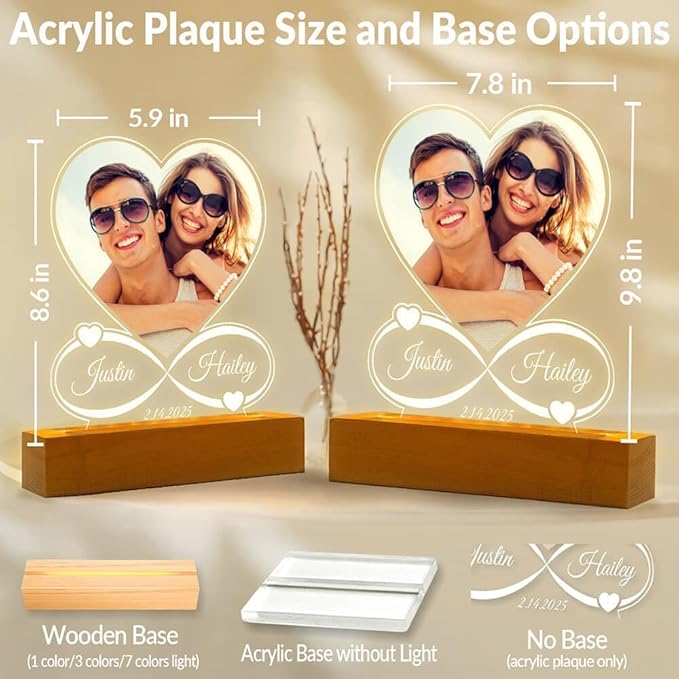 Custom Picture Frame, Customized Picture Frames, Custom Photo Frames, Personalized Photo Frame, Anniversary Valentines Day Gifts for Her Him Women Men Girlfriend Boyfriend Couple Mom Dad Family Pet