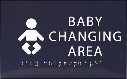 6" X4" Baby Changing Area Sign | Tactile Graphics Grade 2 Braille Text Baby Care Sign| ADA Compliant Wall Mount Plastic Restroom Sign for Hospital, Offices, Clinics and Apartments