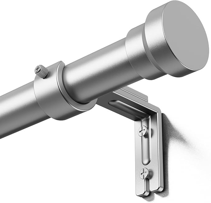 Curtain Rod 32-144 Inch, Heavy Duty 1 Inch Adjustable Curtain Rods for Windows, Sliver Extra Long Window Treatment Rods, Modern Design, Easy Installation