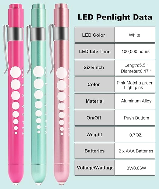 MEUUT 3 Pack Pen Lights for Nurses with 6 Batteries – Medical Penlights Nurse Accessories for Work, Perfect Nursing Student Essentials Medical Supplies for Nurses Doctors EMT Trauma
