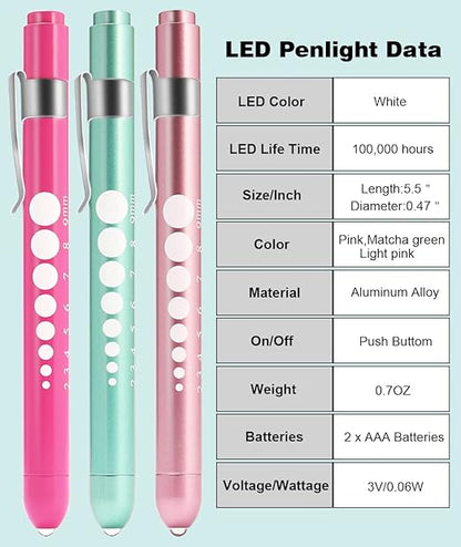 MEUUT 3 Pack Pen Lights for Nurses with 6 Batteries – Medical Penlights Nurse Accessories for Work, Perfect Nursing Student Essentials Medical Supplies for Nurses Doctors EMT Trauma