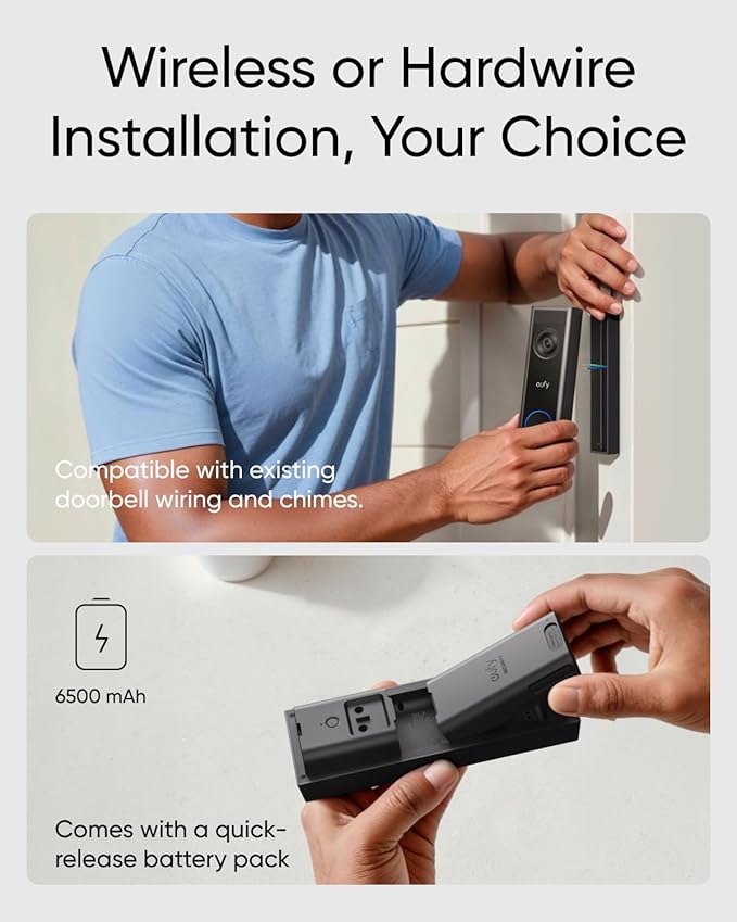 eufy Security Video Doorbell Camera C31,2K FHD,Battery/Wired Powered,Head-to-Toe View,Live Video Call,Wireless Doorbell,24/7Recording,Human and Motion Detection,HomeBase S380 Compatible,No Monthly Fee