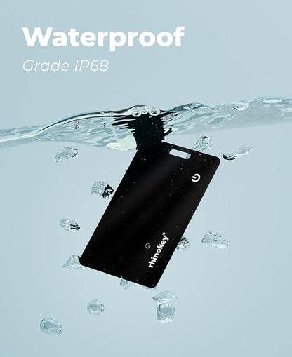 Rhinokey® Wallet Tracker Card (iOS Only) - Slim Rechargeable 1.8mm Thin Tracker, Airtag Wallet IP68 Waterproof, Apple Find My Luggage Tags, Item Finder with Key Chain Hole