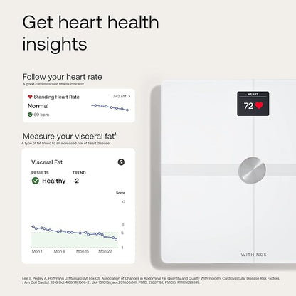 WITHINGS Body Smart - Accurate Scale for Body Weight and Fat Percentage, Body Composition Wi-Fi and Bluetooth Weight Scale, Baby Weight Scale, Smart Scale Apple Health Compatible, Bathroom Scale