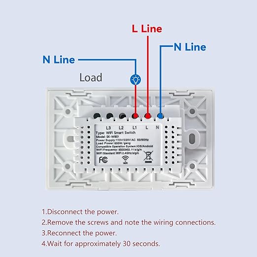 WiFi Smart Light Switch 118X72X34MM Need Neutral Wire,2.4GHz Wi-Fi Touch Switch,Work with Smart Life/Tuya App, Compatible with Alexa and Google Home, White 1 Gang