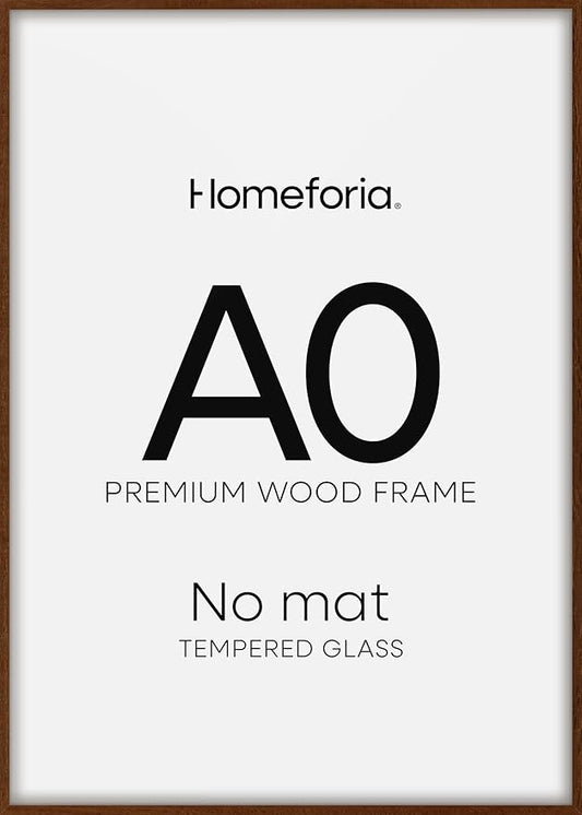 Homeforia A0 Poster Frame Brown, High End Dark Oak 33.1 x 46.8 Wooden Picture Frames Matted to 23.4 by 33.1 Photo, A0 Walnut Wood Frame with Mat A1, 33.1x46.8 Frame, Tempered Glass, Wall Kit, Set of 1