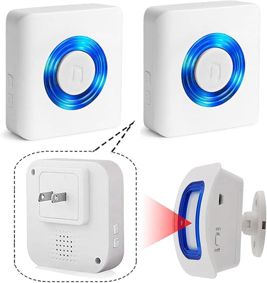 EverNary Caregiver Pager Indoor Motion Sensor Alarm Room Bed Alarms and Fall Prevention for Elderly Dementia Patients/Mailbox Alert Device for Home (2 Pager+1 Sensor)