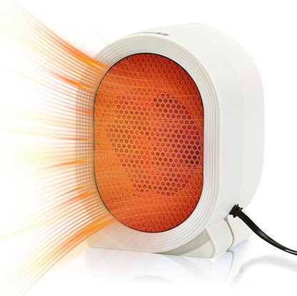 Portable Space Heater for Indoor Use, 400W Small Electric Desk Heater for Bedroom or Office,Overheating & Tip-Over Protection,Fast Heating Room Heater,Lightweight (White)