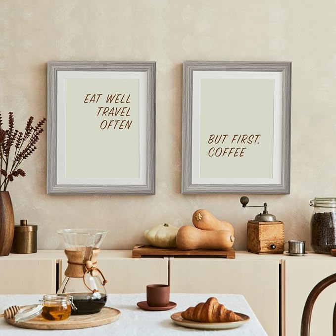 KTKDE 11x14 Picture Frame Set of 3, Grey Wooden frames, Vertical & Horizontal Wall Hanging for Wall Display,Studio Gallery Photo Frame for Photos, Posters & Art Prints