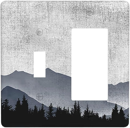 Outlet Covers Natural Landscape Mountains Pine Trees 1 Toggle 1 Rocker Combination Decorative Wall Plate Electrical Switch Plates Light Switch Cover Plate for Bedroom living Room Decor