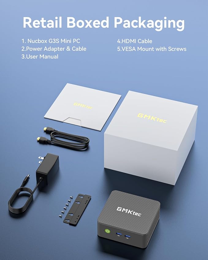 GMKtec Mini PC Computers N95(Turbo 3.4GHz) 16GB DDR4 512GB SSD Desktop Computer 4K Dual HDMI Display/3x USB3.2/WiFi 5 BT5.0/RJ45 Ethernet Nucbox G3S