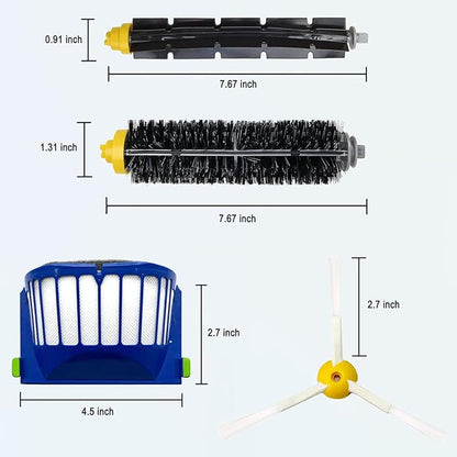 Replacement Parts Kit for irobot Roomba 600 Series 694 676 675 692 695 677 671 655 645 690 680 660 650 620 614 & 500 Series 595 585 564 robot, 2 Bristle & 2 Beater Brush, 6 Filter, 6 Side Brush