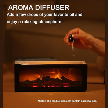 Essential Oil Diffuser, Fireplace Flame Air Diffuser Humidifier,7 Colors Aromatherapy Aroma Diffuser, Ultrasonic Aroma Humidifier with Timer for Bedroom Home Office Yoga